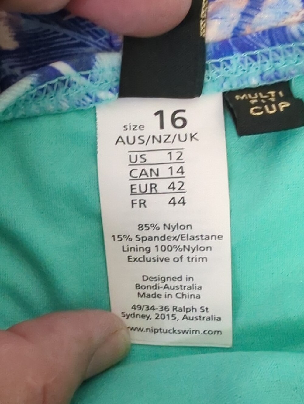 Nip Tuck Swim Peacock Feather Tummy Control Turquoise Blue One Piece Swimsuit 16 - Picture 10 of 11